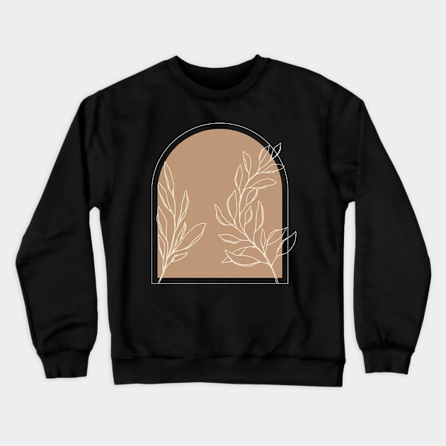 Minimal Modern  Abstract Shapes   White leaf Warm Tones  Design Crewneck Sweatshirt by zedonee